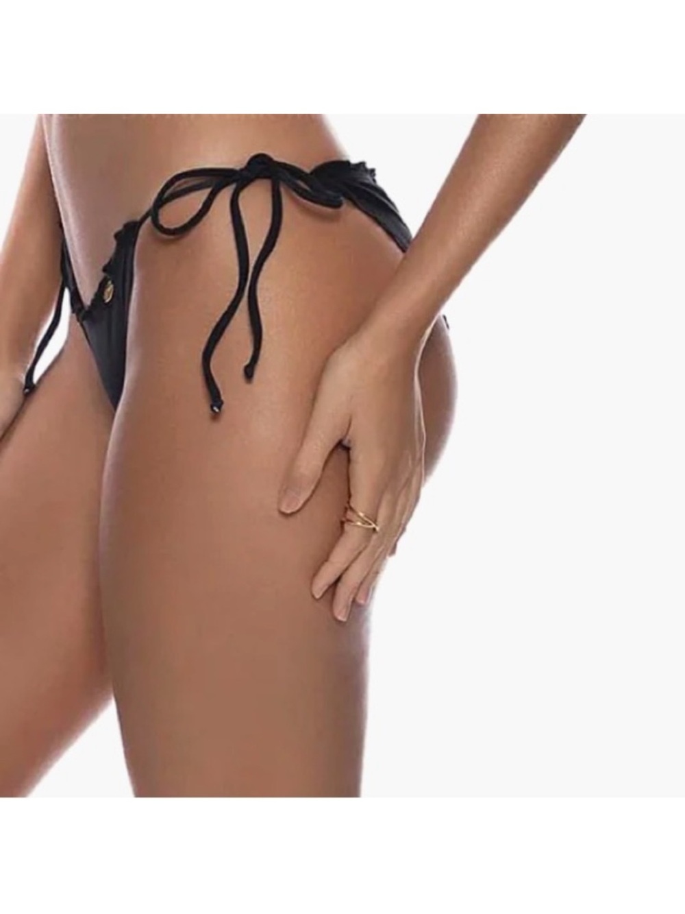 Luli Fama Black Tie-Side Scrunch Bikini Bottoms small - Picture 4 of 4